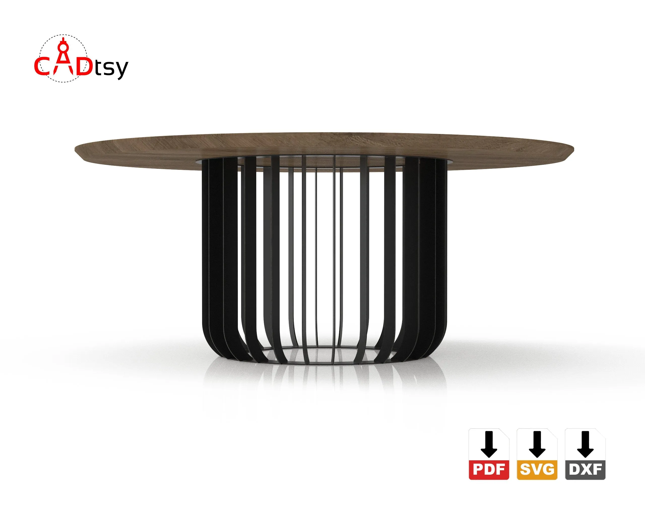 Metal Round Table Base DXF/SVG - CNC Laser/Plasma, Industrial, 710mm Height