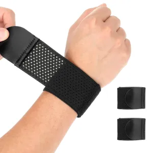 Mozeat Lens 2 Pcs Wrist Wraps Breathable Carpal Tunnel Wrist Brace Black Wrist Strap Adjustable Compression Support Strap for Working Out Sports Tennis Weightlifting Fitness Unisex