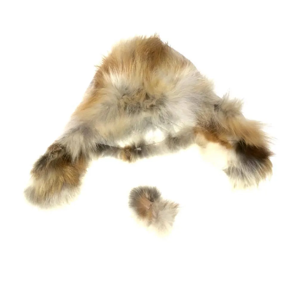 Natural Red Fox Aviator Hat