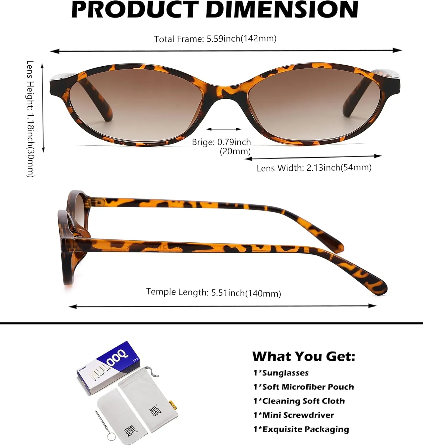 NULOOQ Retro Oval Cat Eye Sunglasses for Women Y2k Trendy Small Narrow Sunnies 90s Designer Sun Glasses