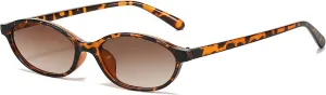 NULOOQ Retro Oval Cat Eye Sunglasses for Women Y2k Trendy Small Narrow Sunnies 90s Designer Sun Glasses