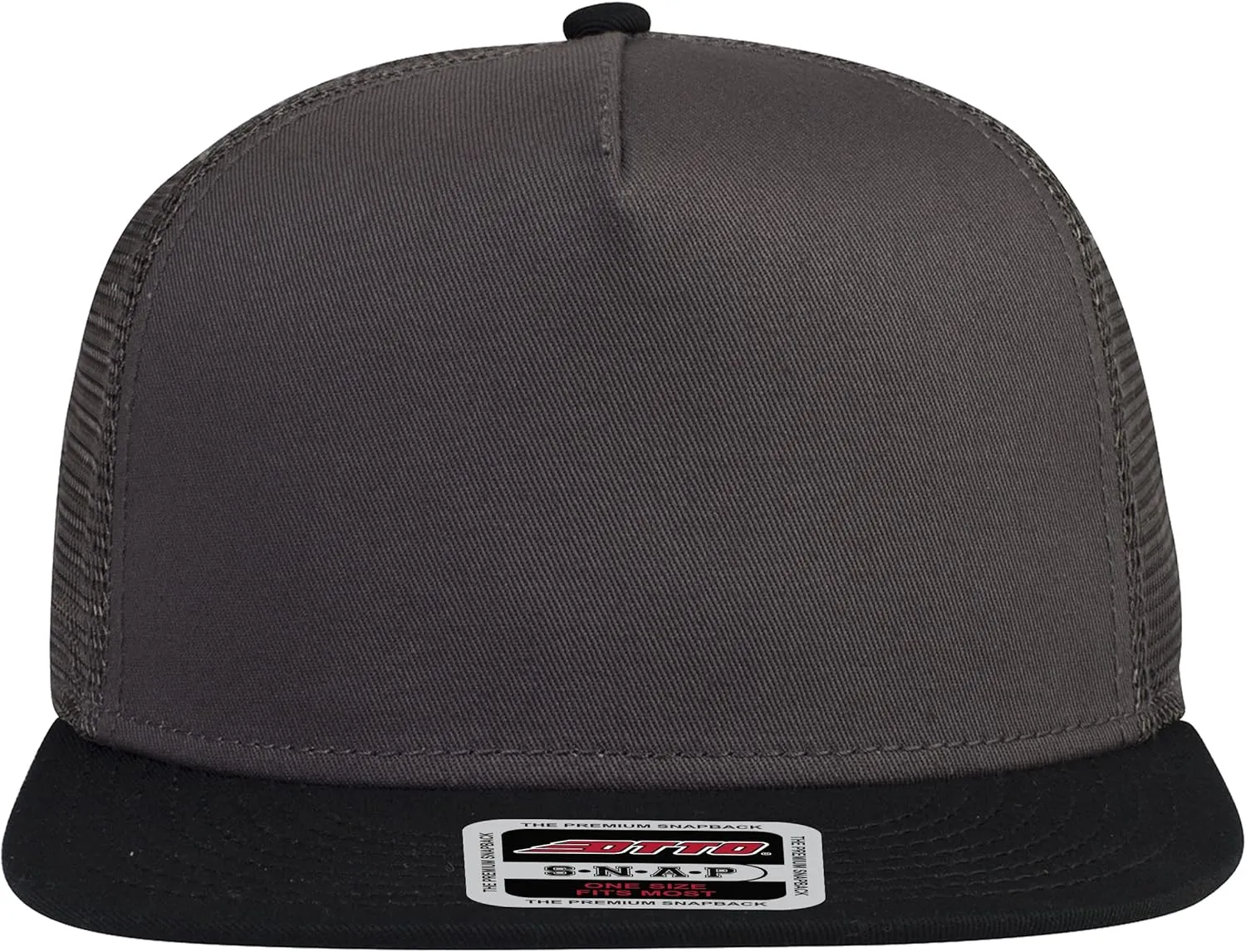OTTO Round Flat Visor SNAP 5 Panel Mesh Back Trucker Snapback Hat