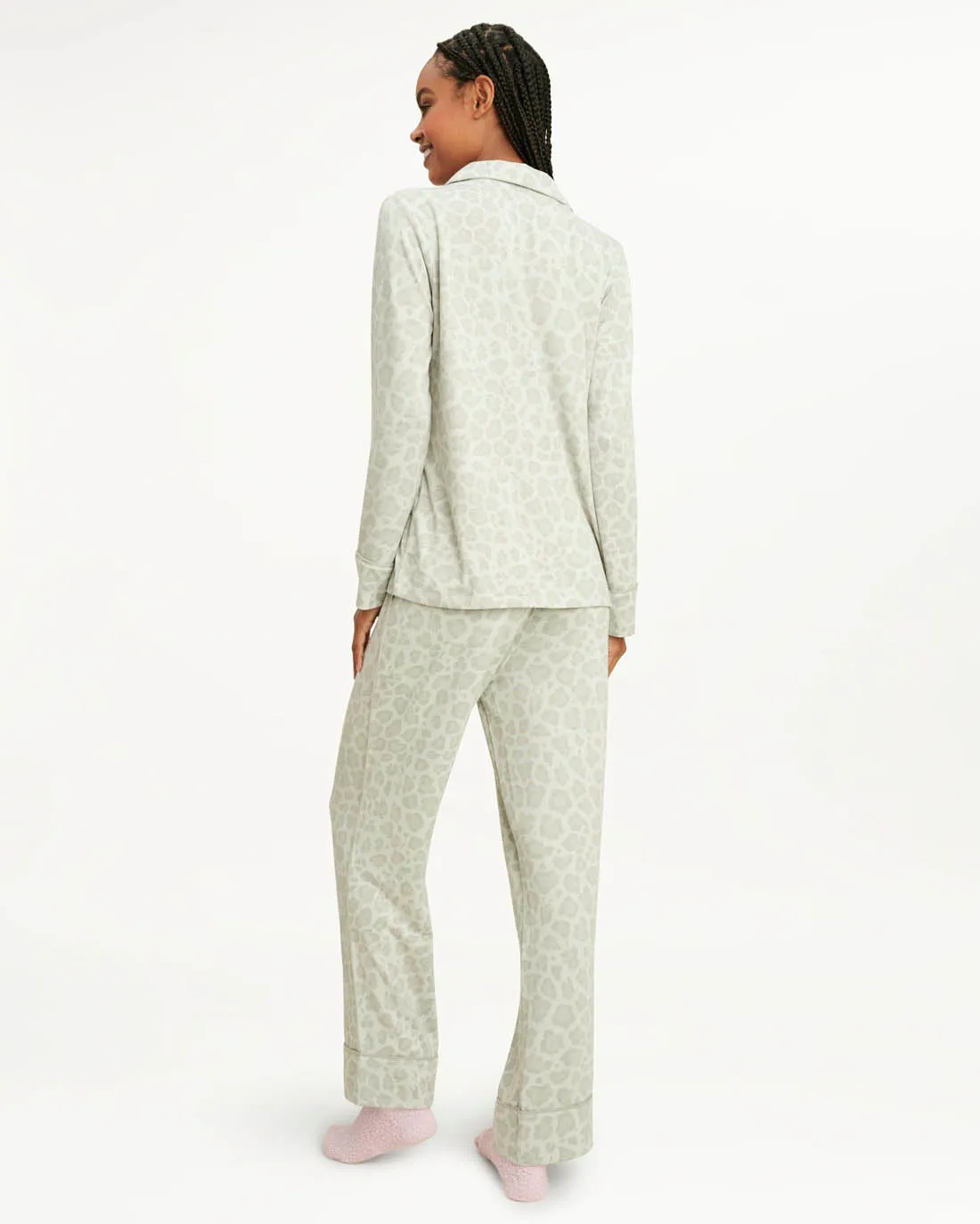 Pillow Soft Long Sleeve PJ Set in Grey Leopard