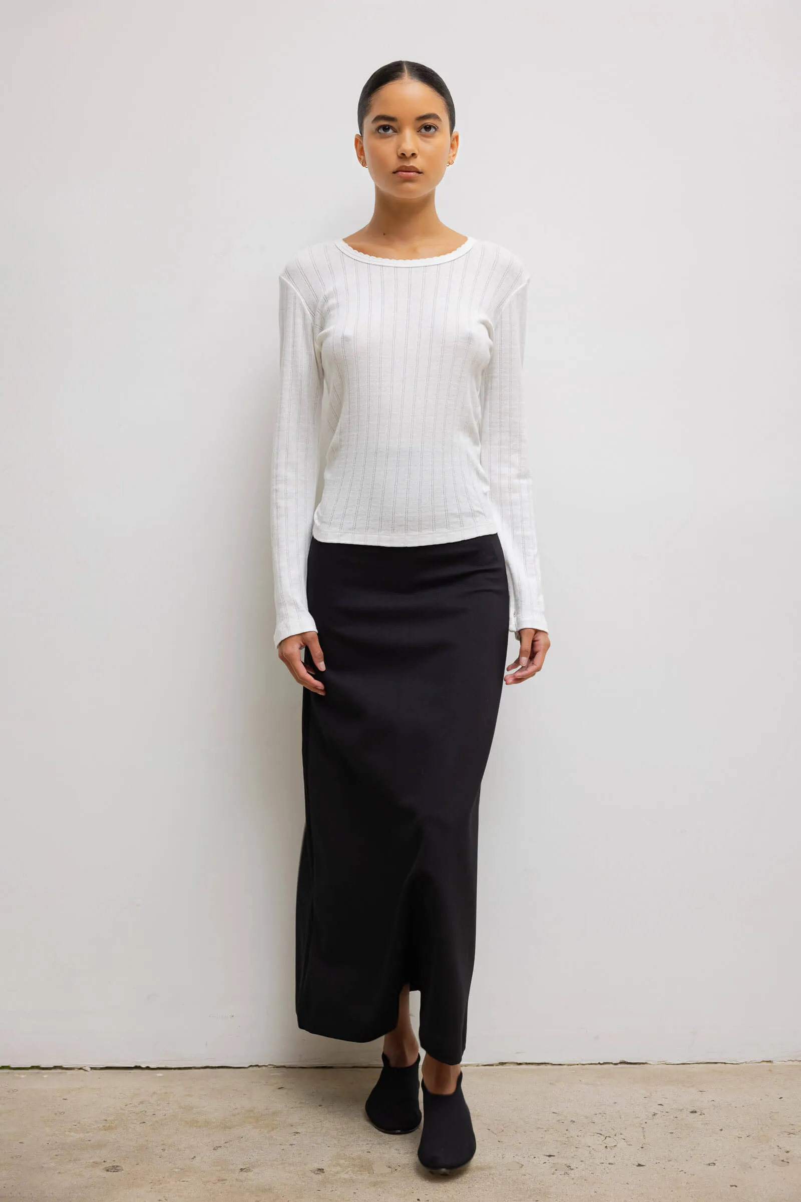 Pointelle Slim Fit Long Sleeve
