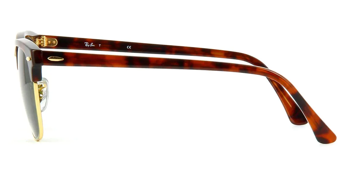 RAY-BAN Clubmaster Classic Sunglasses - Polished Tortoise On Gold - Crystal Green Lens