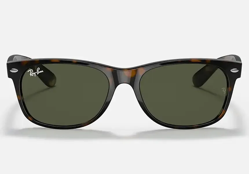 RAY-BAN New Wayfarer Classic Sunglasses - Tortoise - Crystal Green Lens