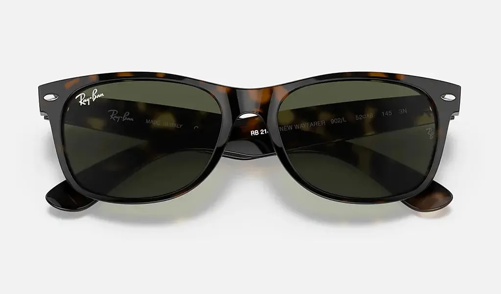 RAY-BAN New Wayfarer Classic Sunglasses - Tortoise - Crystal Green Lens