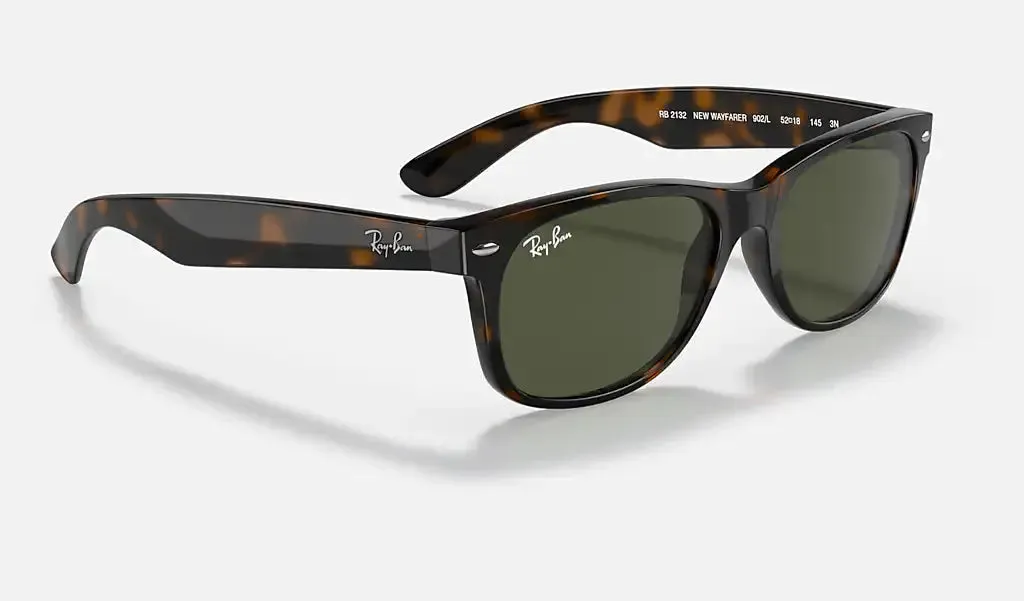 RAY-BAN New Wayfarer Classic Sunglasses - Tortoise - Crystal Green Lens