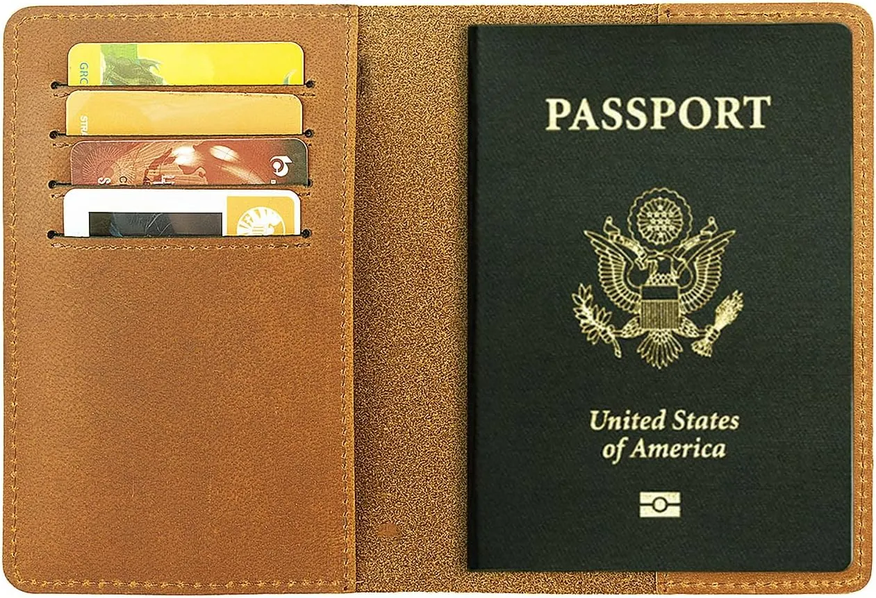 RFID Blocking Passport Holder Travel Wallet (Brown)