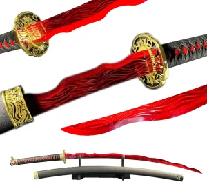 Rivers of Blood Medieval Fantasy Elden Katana Metal, Dark Ring Sword Cosplay for Soul Video Game
