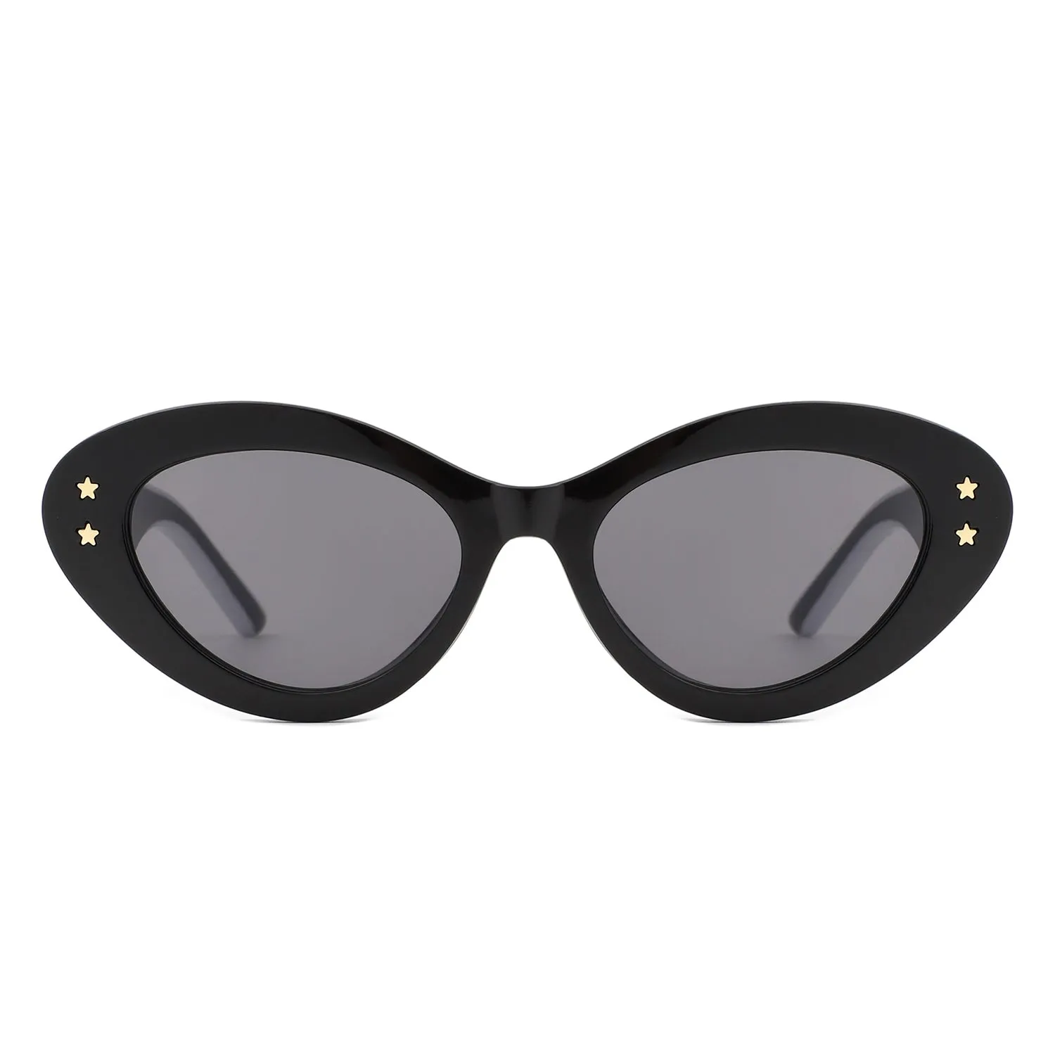 Rounded Cat Eye Sunglasses in Black & White