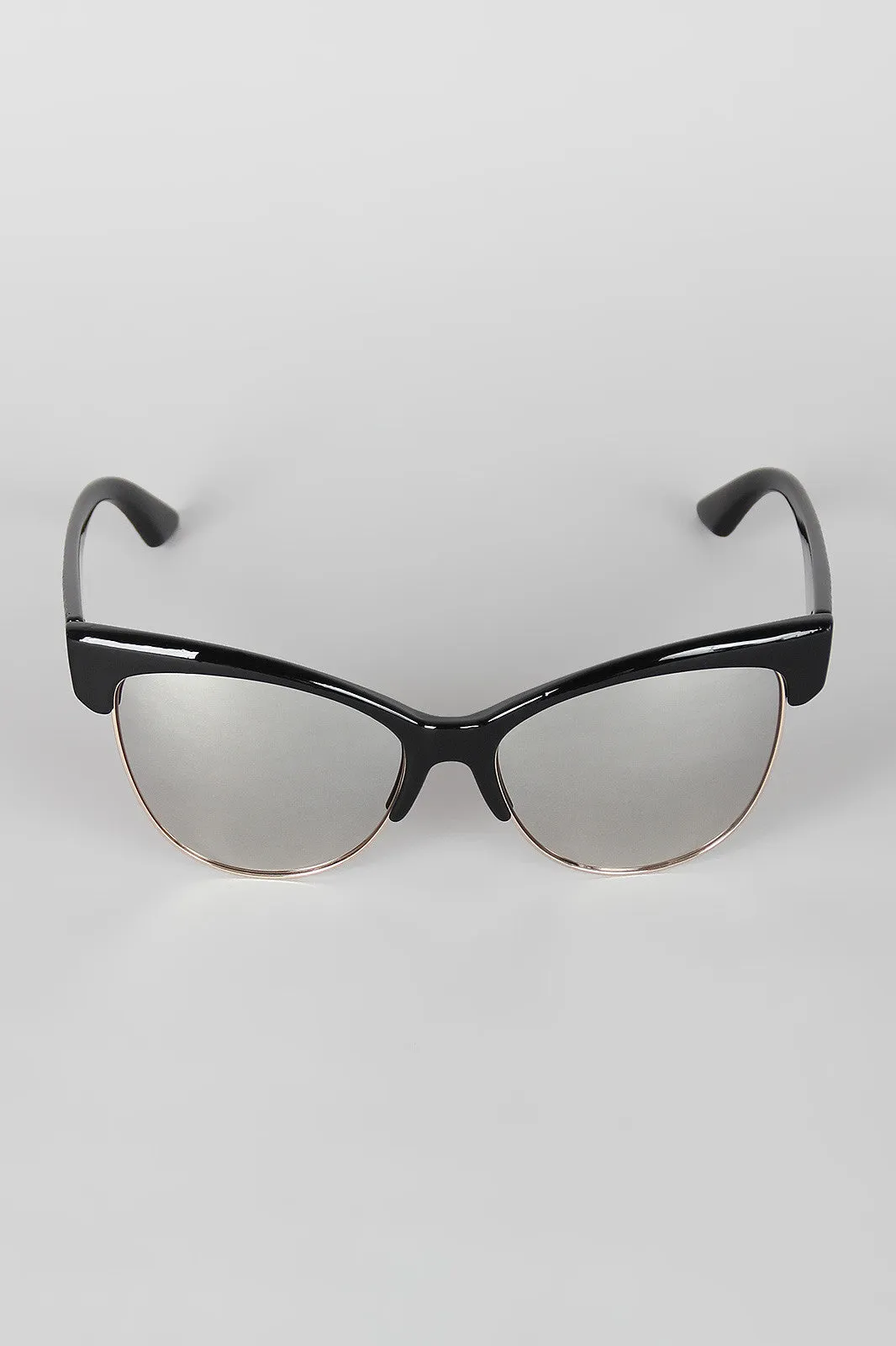 Semi-Rimless Wild Cat Textured Sunglasses