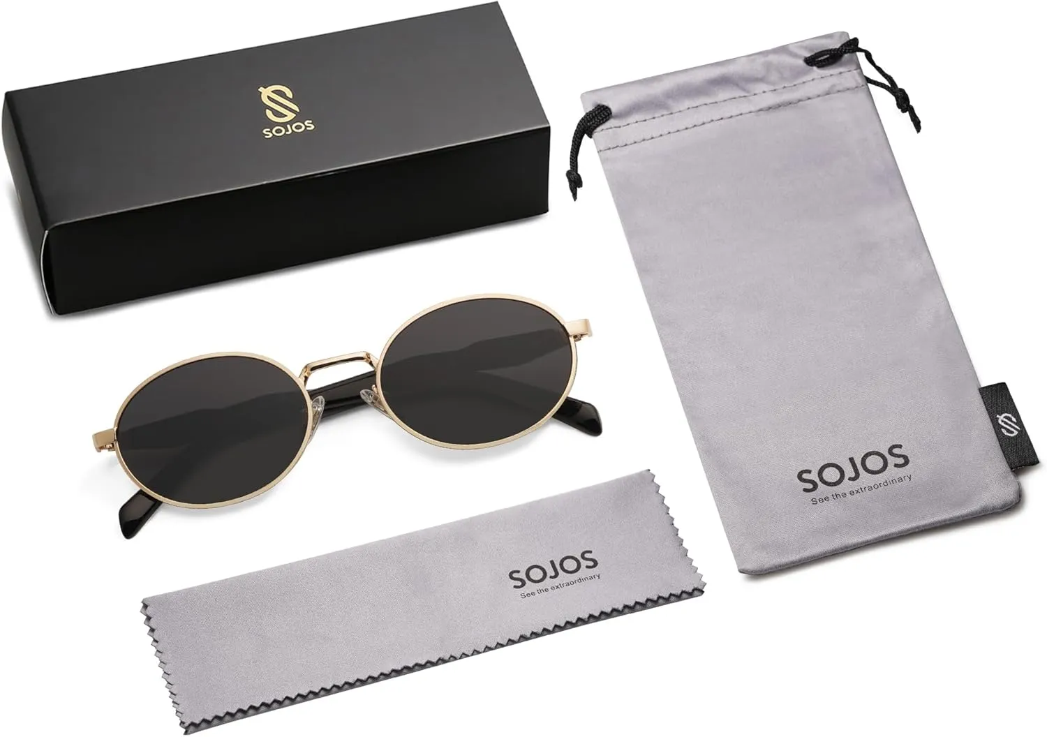 SOJOS Retro Oval Sunglasses for Women Men Trendy Sun Glasses Designer Inspired Classic Shades UV400 Protection SJ1224