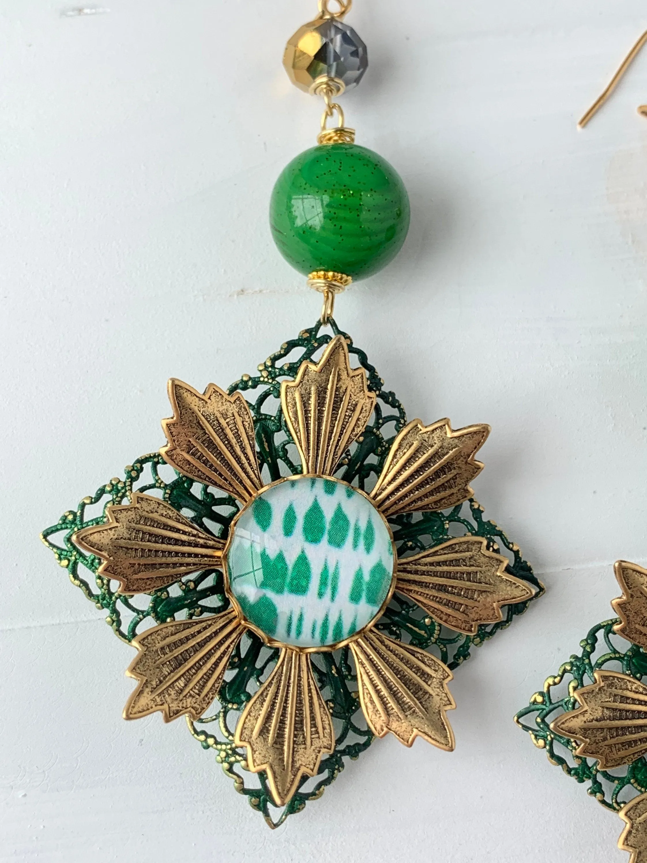 Spruce Chrysanthemum Dangle Earring