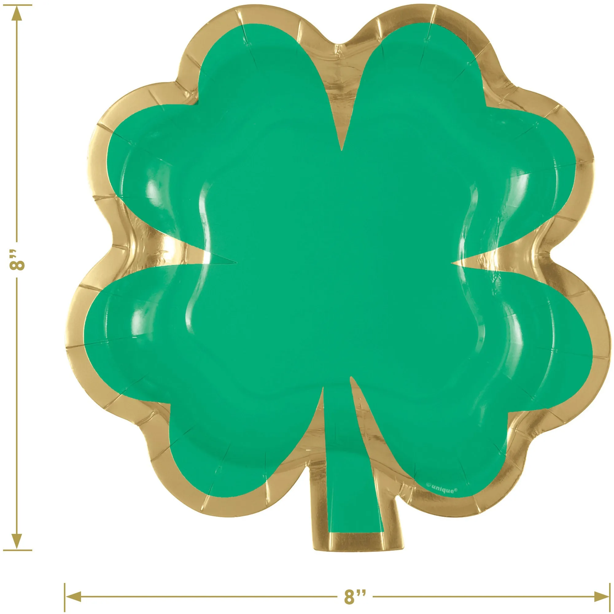 St. Patrick's Day Party Charming Green & Gold Shamrock-Shaped 8 Inch Paper Plates and Irish-ish Beverage Napkins (Serves 16)