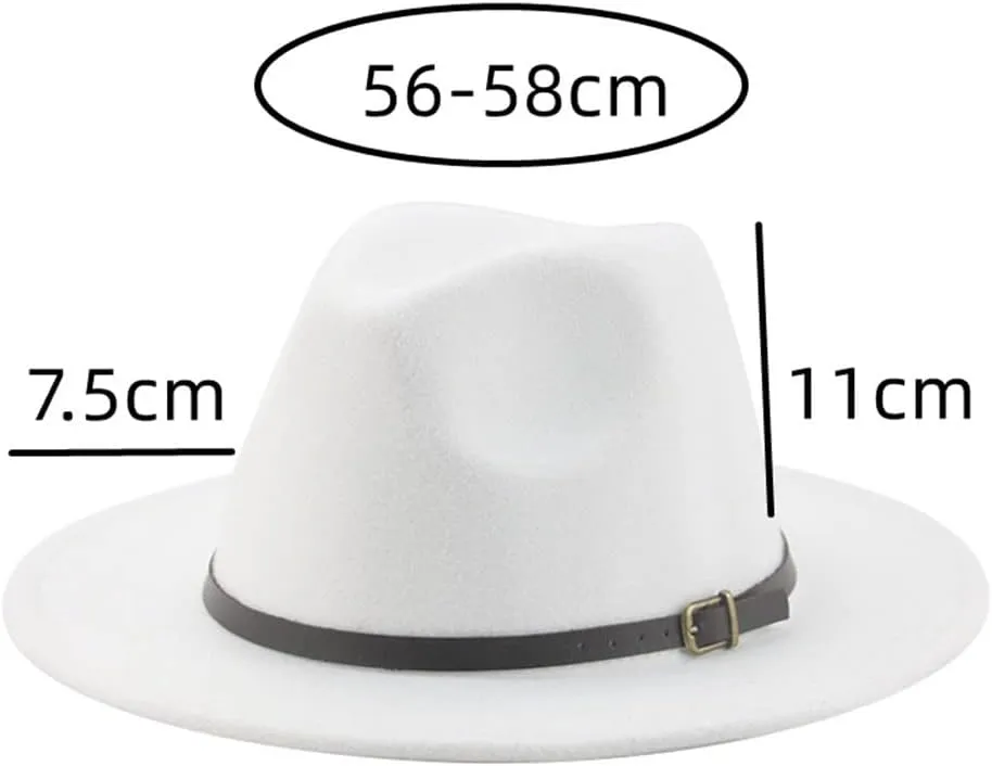 Vsadsau Fedoras Hats for Women Men Felted Caps Solid Belt Band Formal Fedora Hat