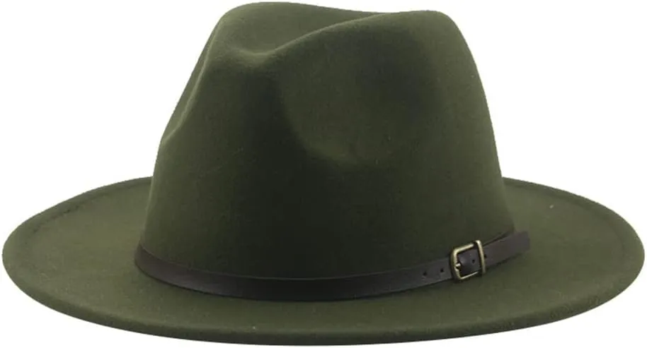 Vsadsau Fedoras Hats for Women Men Felted Caps Solid Belt Band Formal Fedora Hat