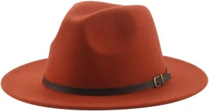 Vsadsau Fedoras Hats for Women Men Felted Caps Solid Belt Band Formal Fedora Hat