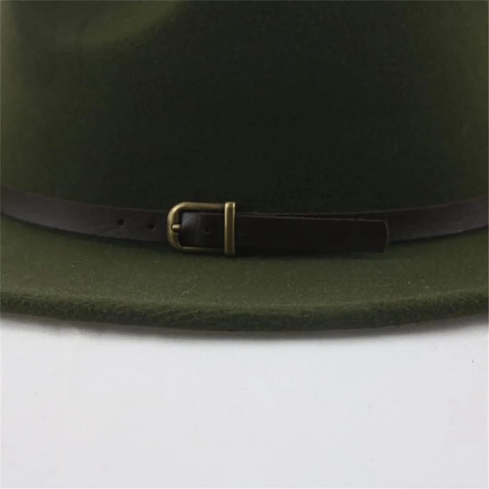 Vsadsau Fedoras Hats for Women Men Felted Caps Solid Belt Band Formal Fedora Hat