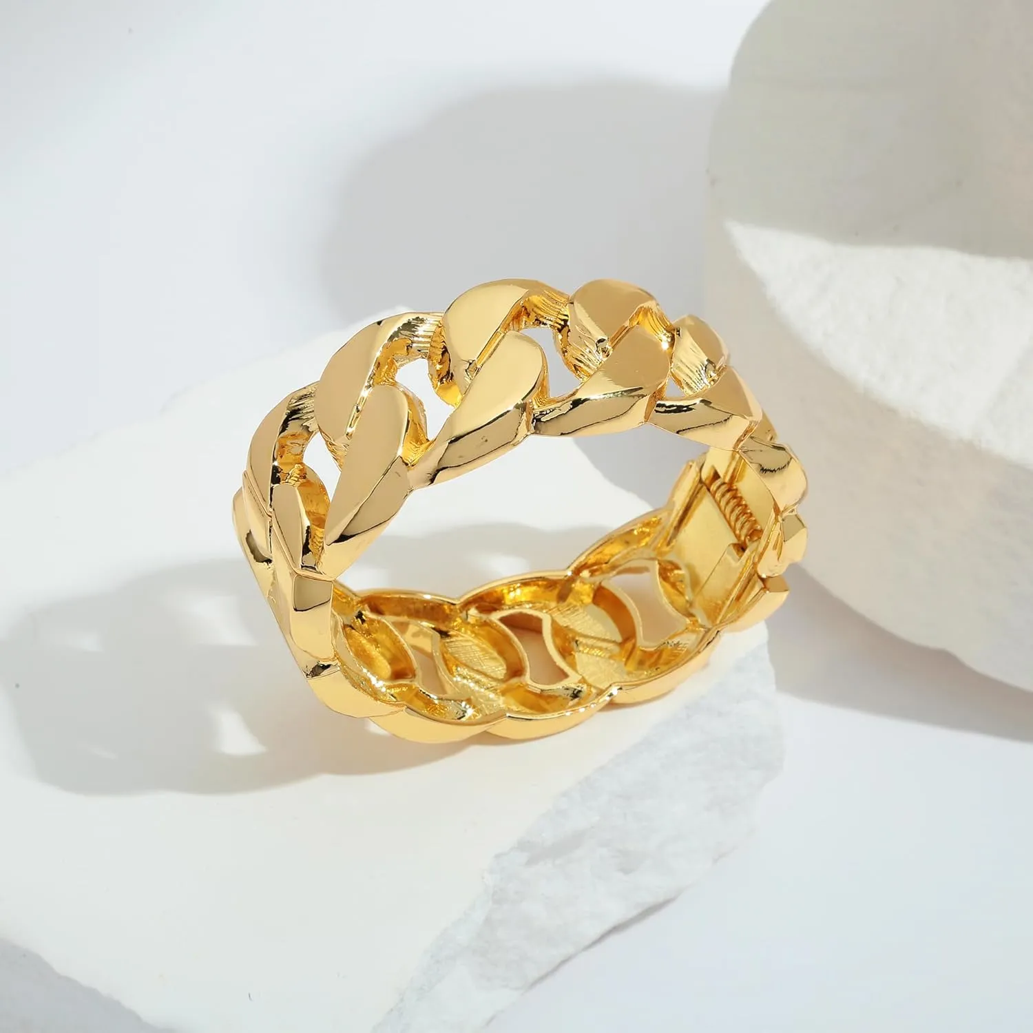 WOWORAMA Chunky Gold Bangle Bracelets for Women Thick Wide Hinged Cuff Bracelets Vintage Statement Gold Bracelet Twisted Hammered Wrist Arm Cuff Bracelets
