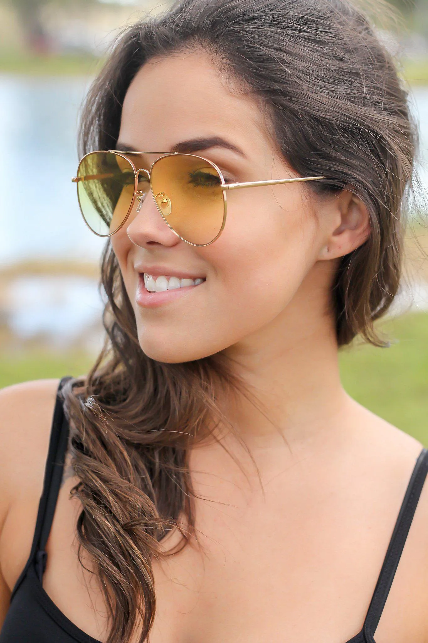 Yellow Aviators with Gold Frame