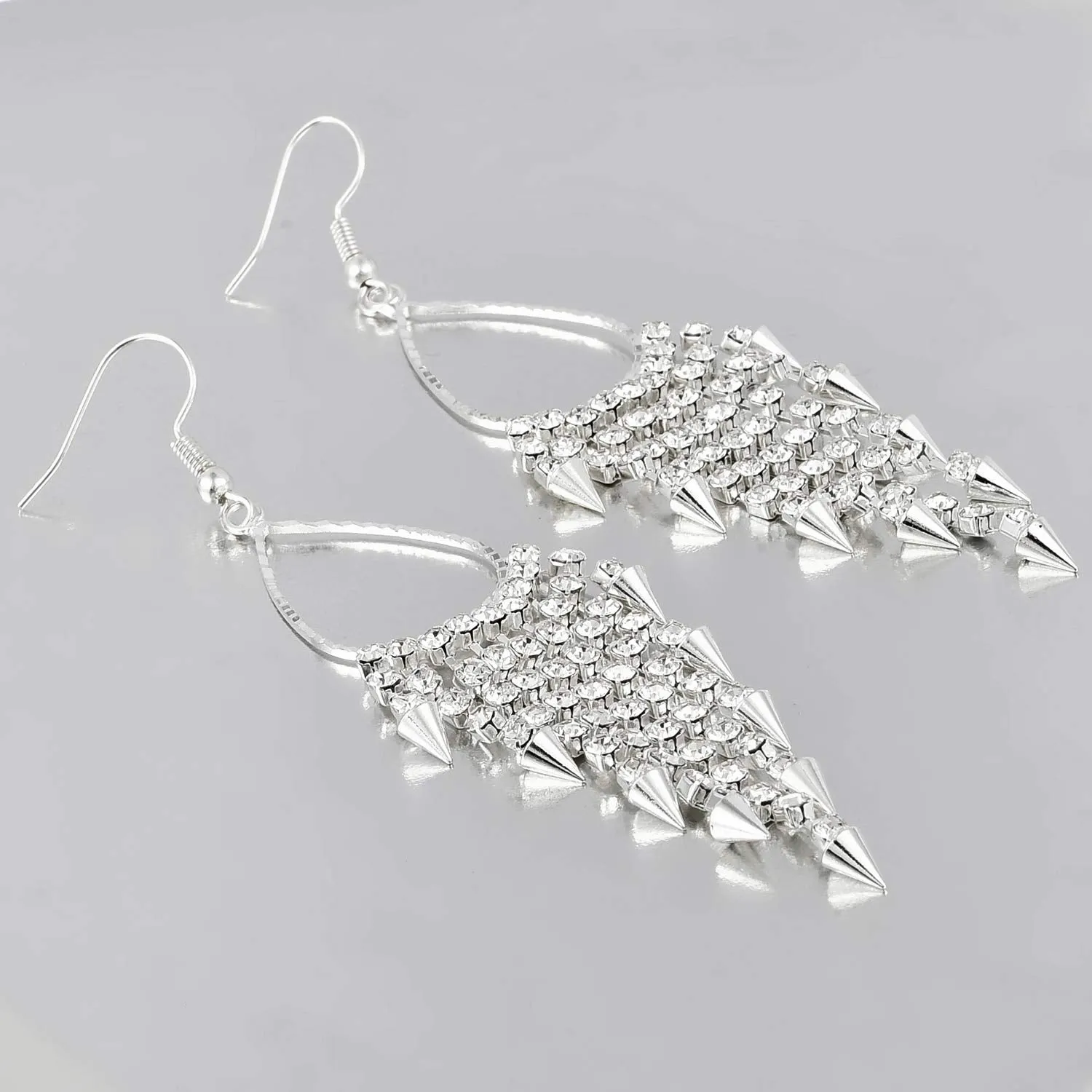 Yellow Chimes Sparkling Beauty Silver Chandelier Earring for Women & Girls.