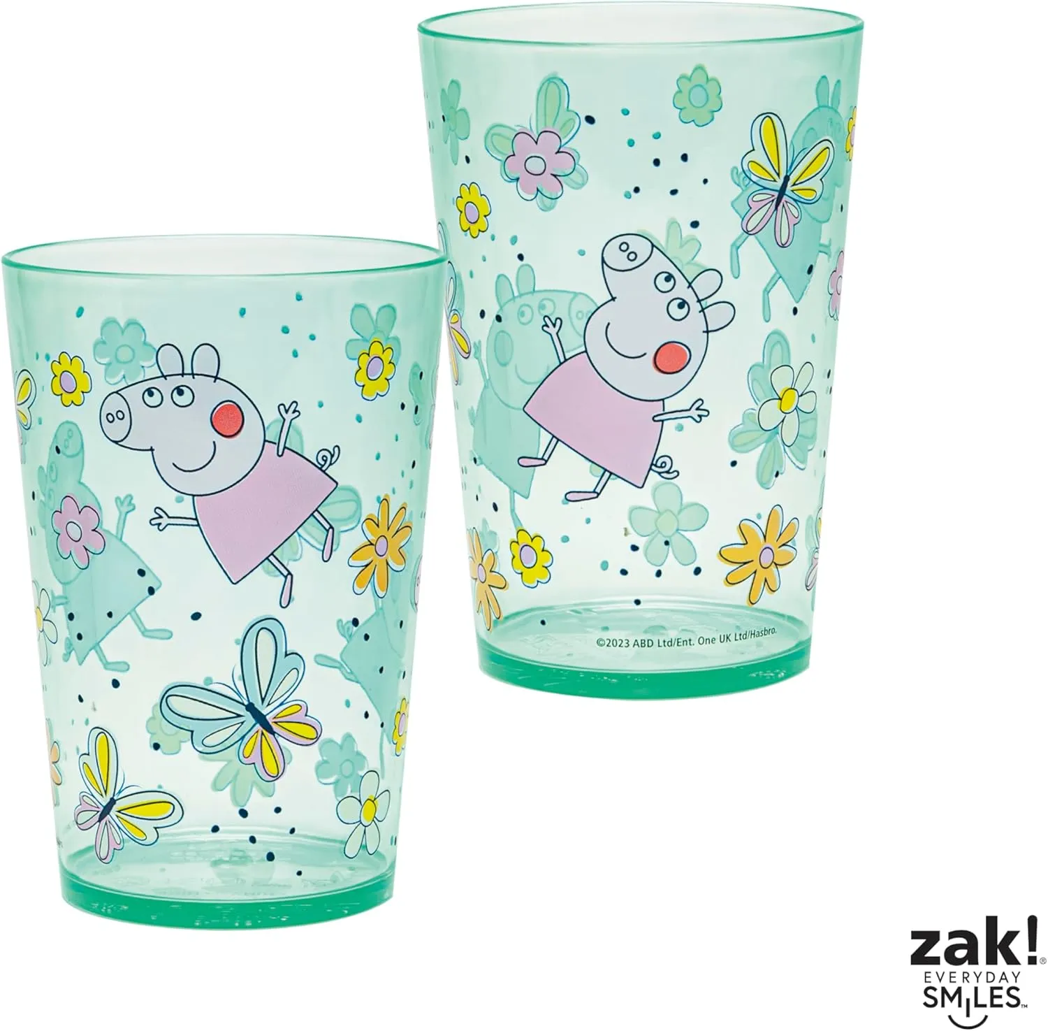 Zak Designs Peppa Pig Nesting Tumbler Set for At Home, 14.5oz Non-BPA Plastic Cups, 4-Pack (Peppa Pig and Friends)