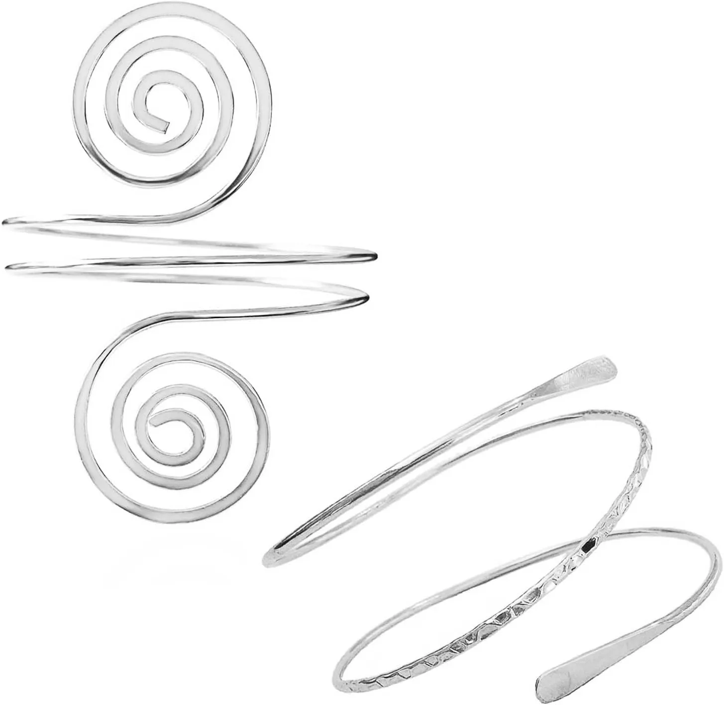 ZMANYIJEW 2Pcs Upper Arm Bracelet Cuff Bangle Minimalist Gold Metal Coil Arm Cuff Bracelets for Women Irregular Wave Chunky Cuffs Bangle Armband Statement Party Jewelry